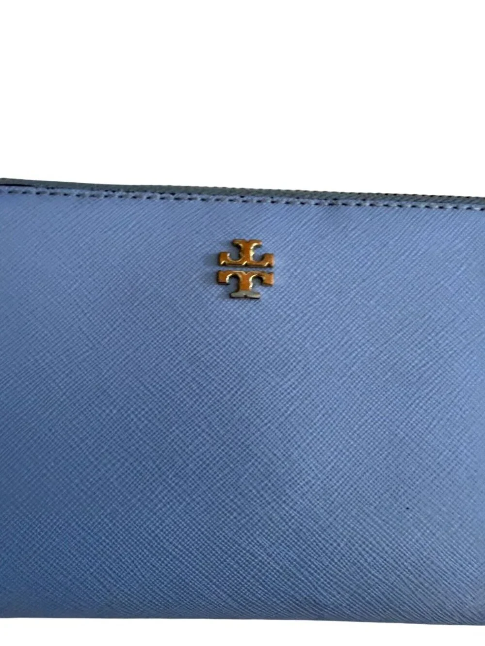 TORY BURCH Periwinkle Leather Zip Clutch Wallet